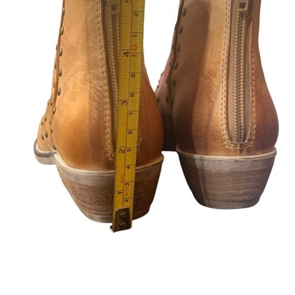 Diba True Studded Leather Ankle Boots Cognac Western Boho Women's 7.5 - Picture 5 of 16